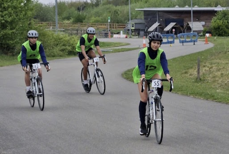 Students on bicycles
