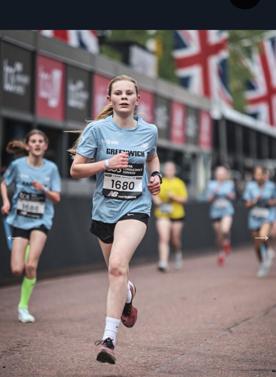 Student after running the mini London marathon